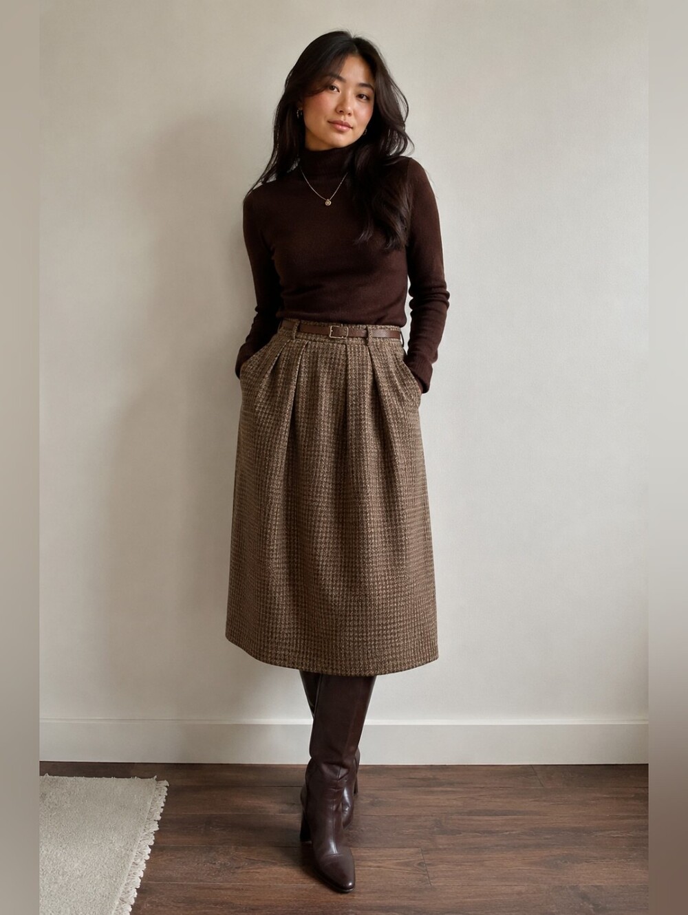 Vintage Tanjay Wool Houndstooth Skirt